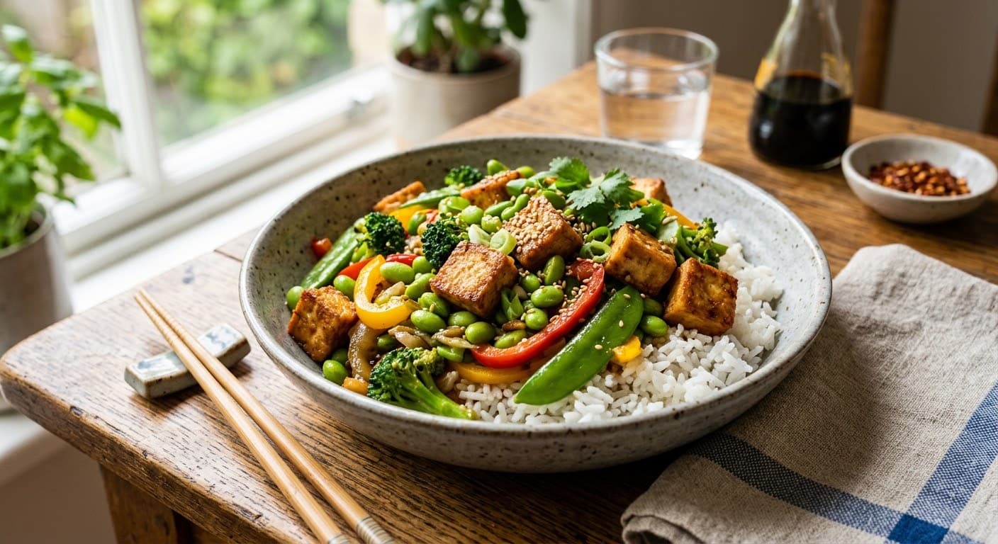 Tofu and Edamame Stir-Fry